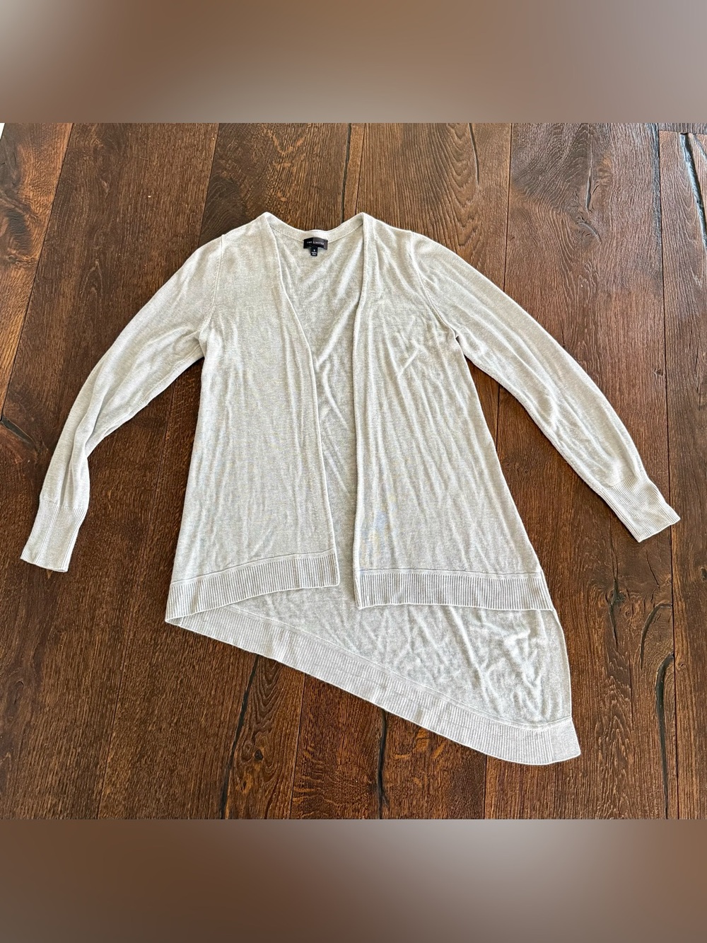 The Limited Light Gray Open-Front Asymmetric Cardigan